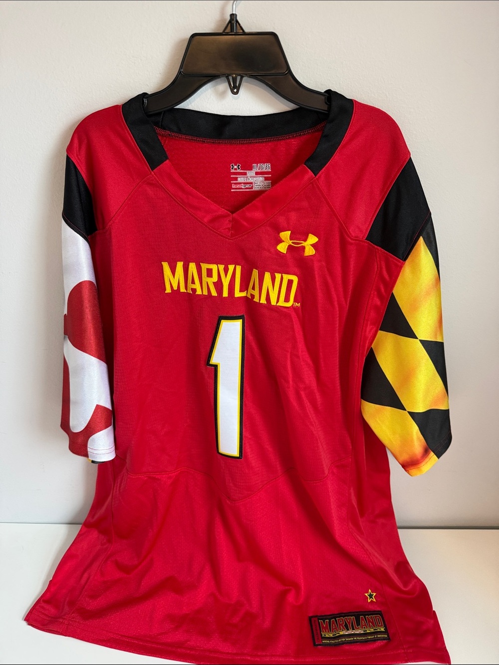 Authentic Maryland Football Jersey with Yellow Accent from Under Armour